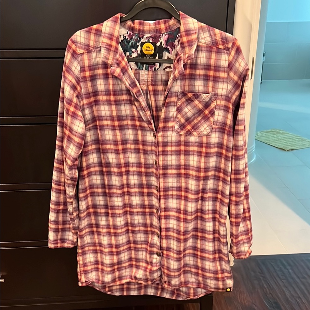 Life is good sleep, flannel sleep shirt, medium